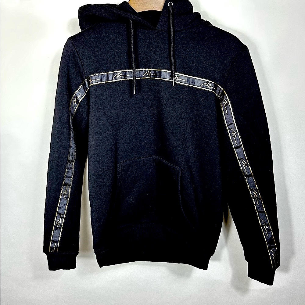 boohoo MAN Gold Foil Tape Hoodie Medium NWOT
